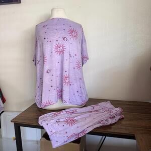 Joyspun Purple Sun and Moon Print Pajama Set 2X